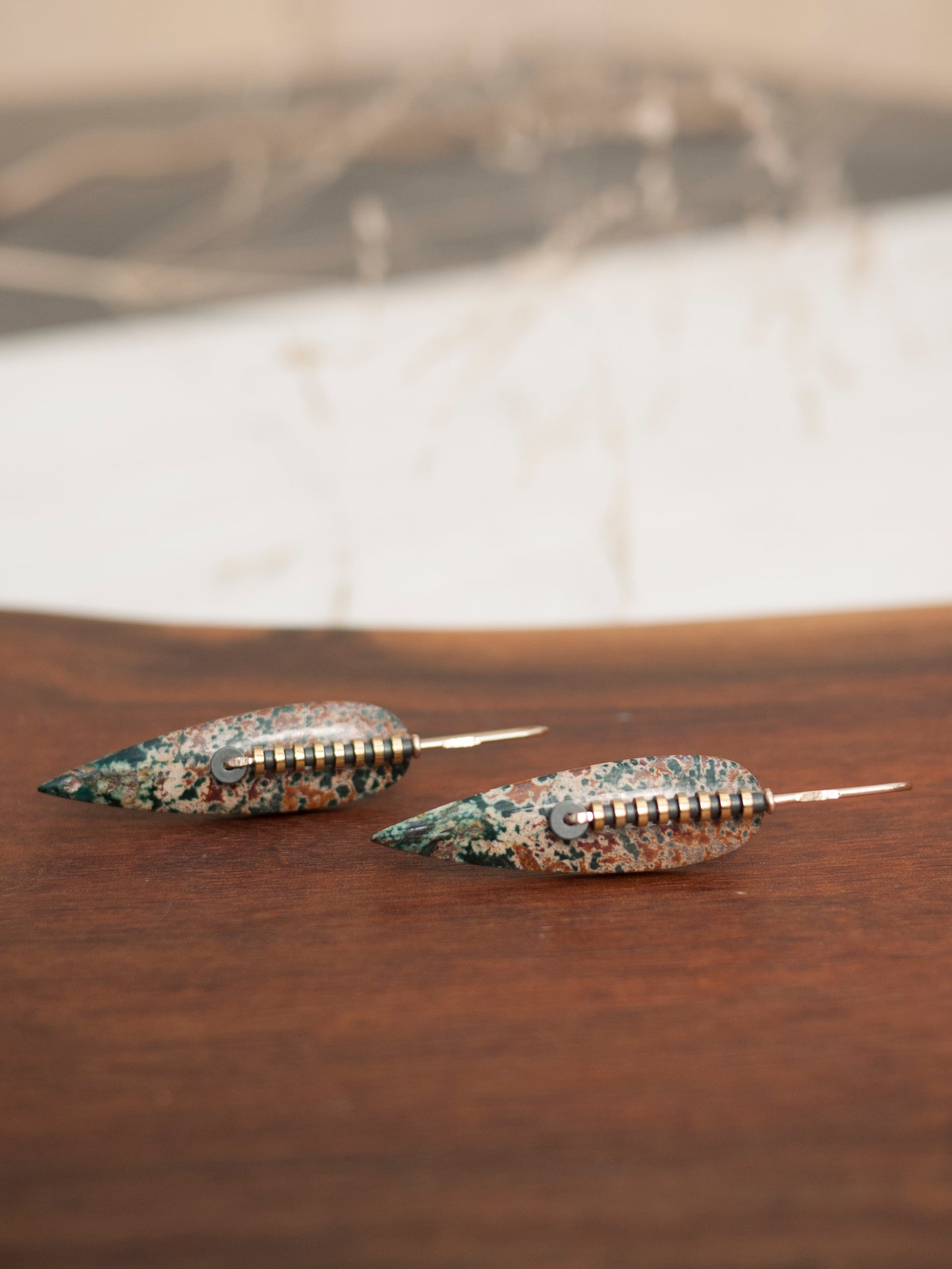 Forest Jasper Spear Earrings