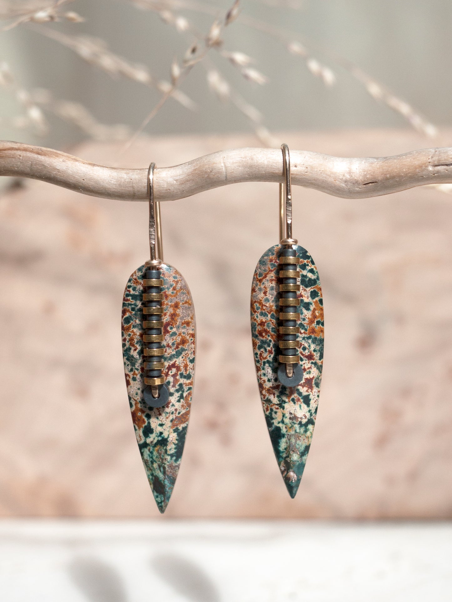 Forest Jasper Spear Earrings