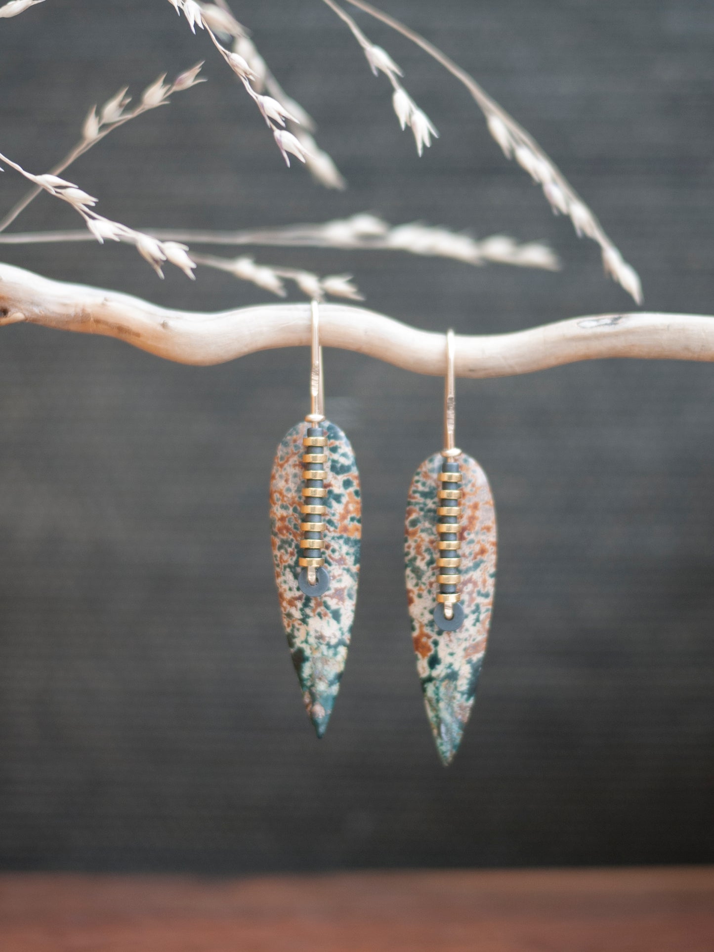 Forest Jasper Spear Earrings