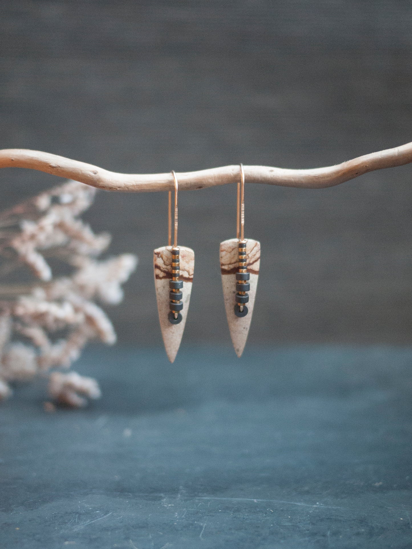Tan Polychrome Jasper Spear Earringz