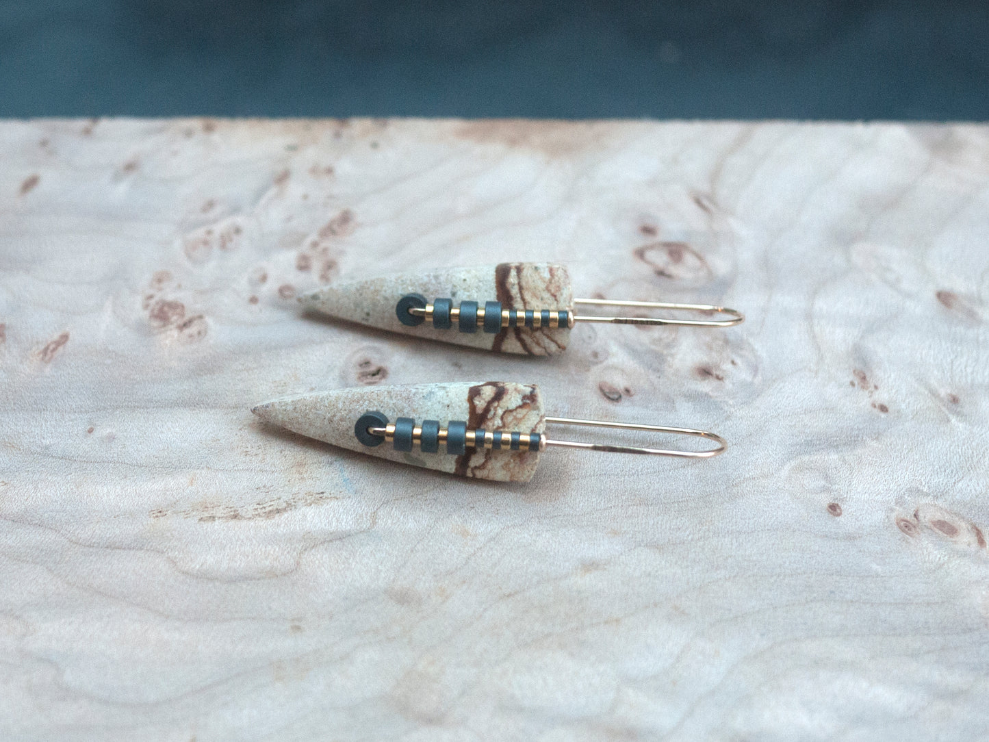 Tan Polychrome Jasper Spear Earringz