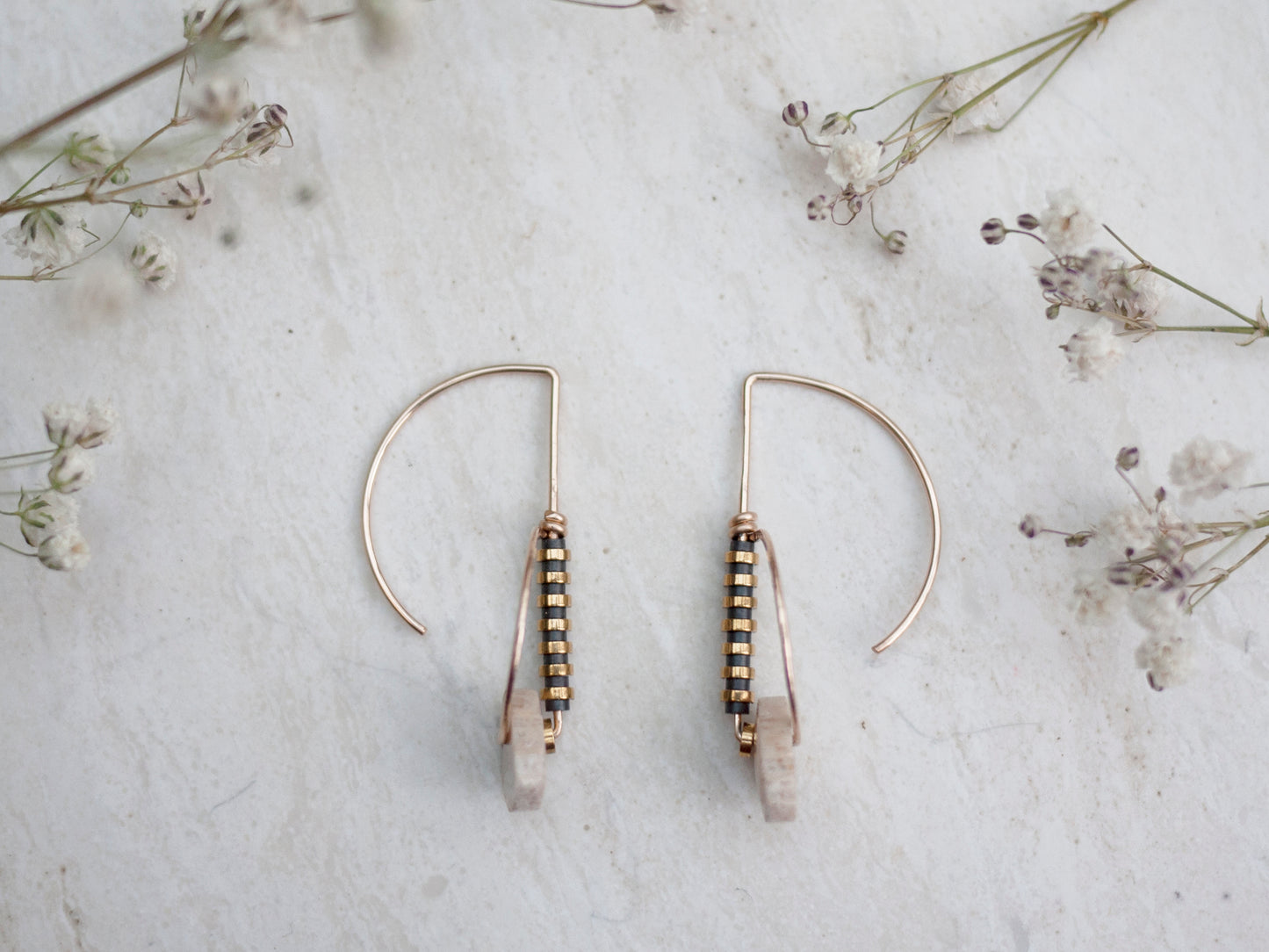 Fossil Coral Half Circle Earrings
