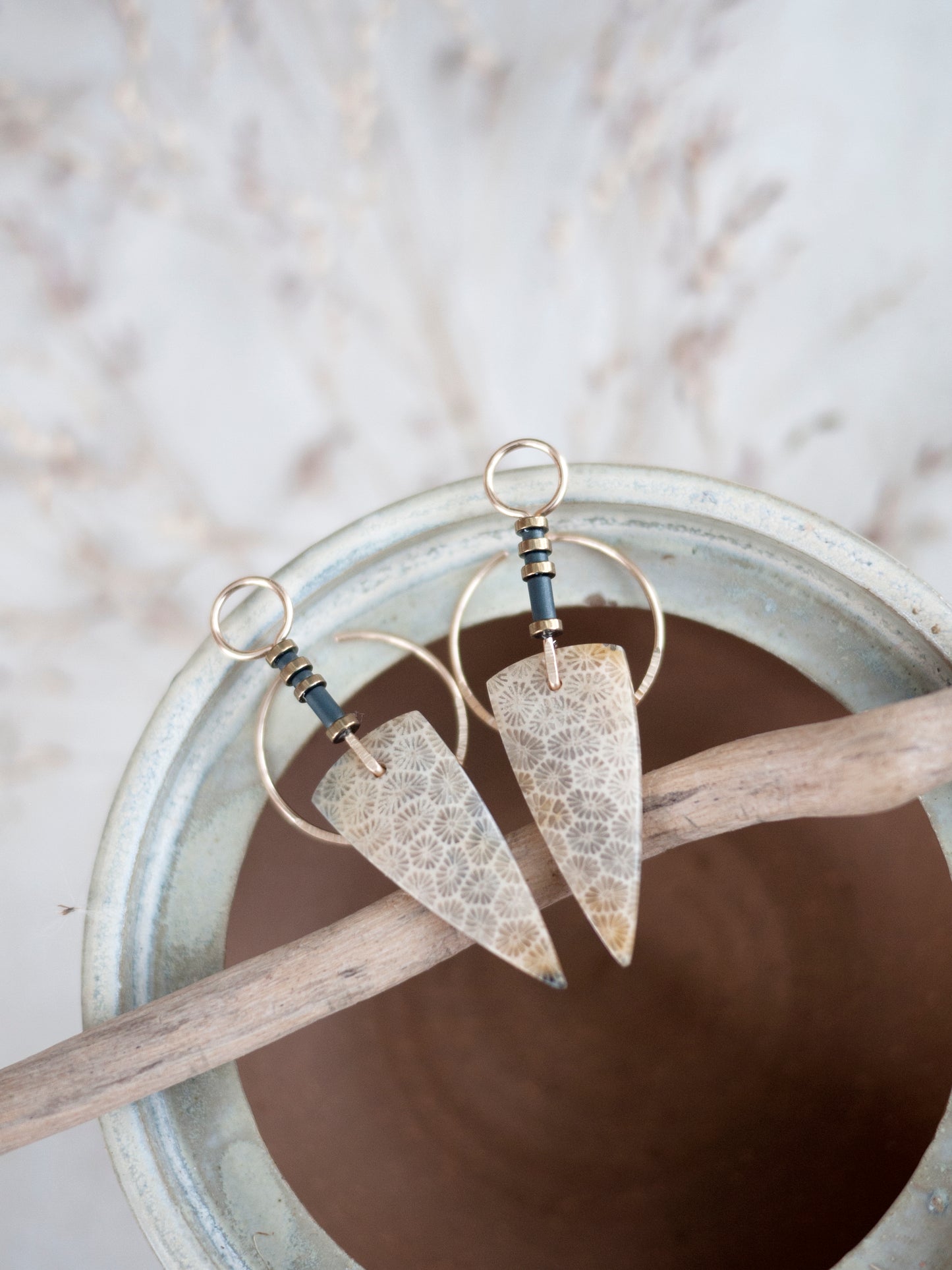 Fossil Coral Spear Ear Jackets