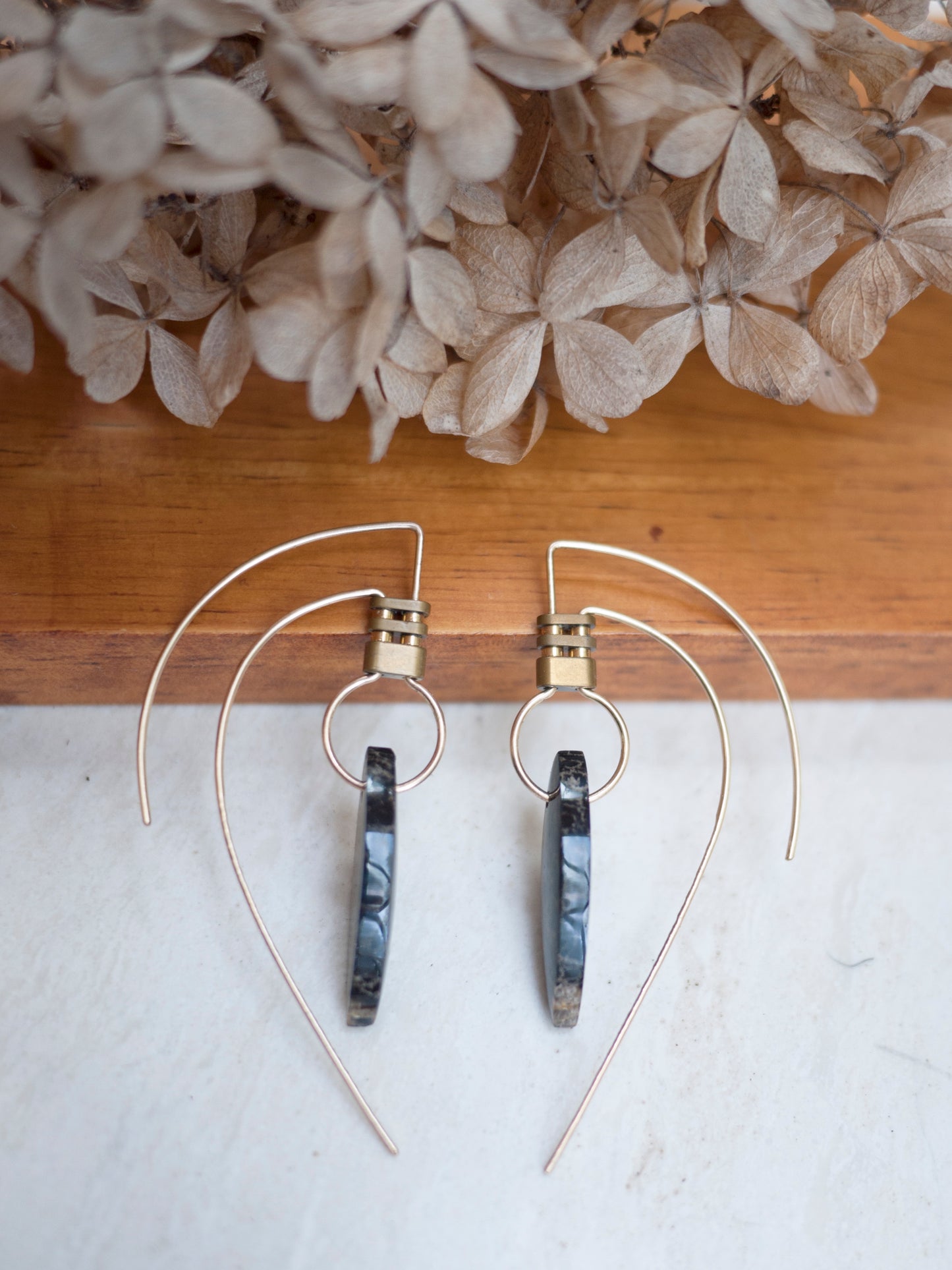 Petrified Palm Wood Tribal Earrings