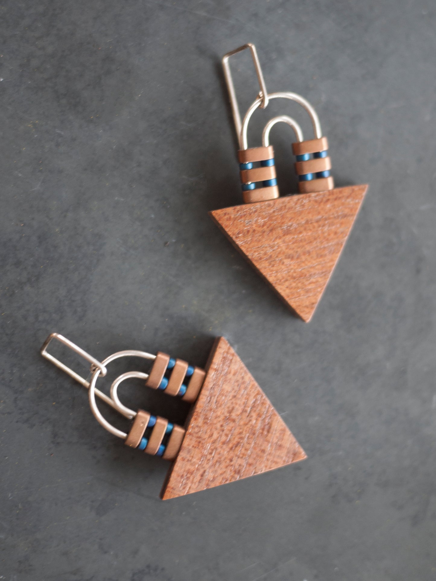 Wood Triangle Arch Earrings