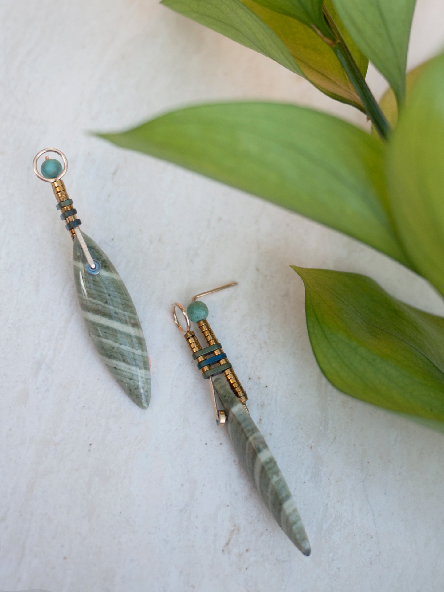 Zebra Jasper Spear Post Earrings