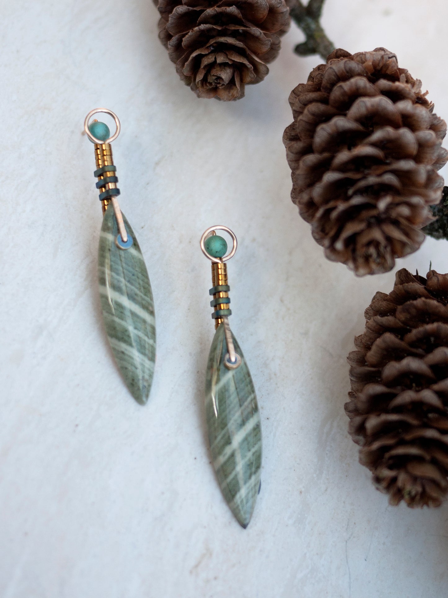 Zebra Jasper Spear Post Earrings
