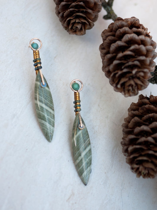 Zebra Jasper Spear Post Earrings