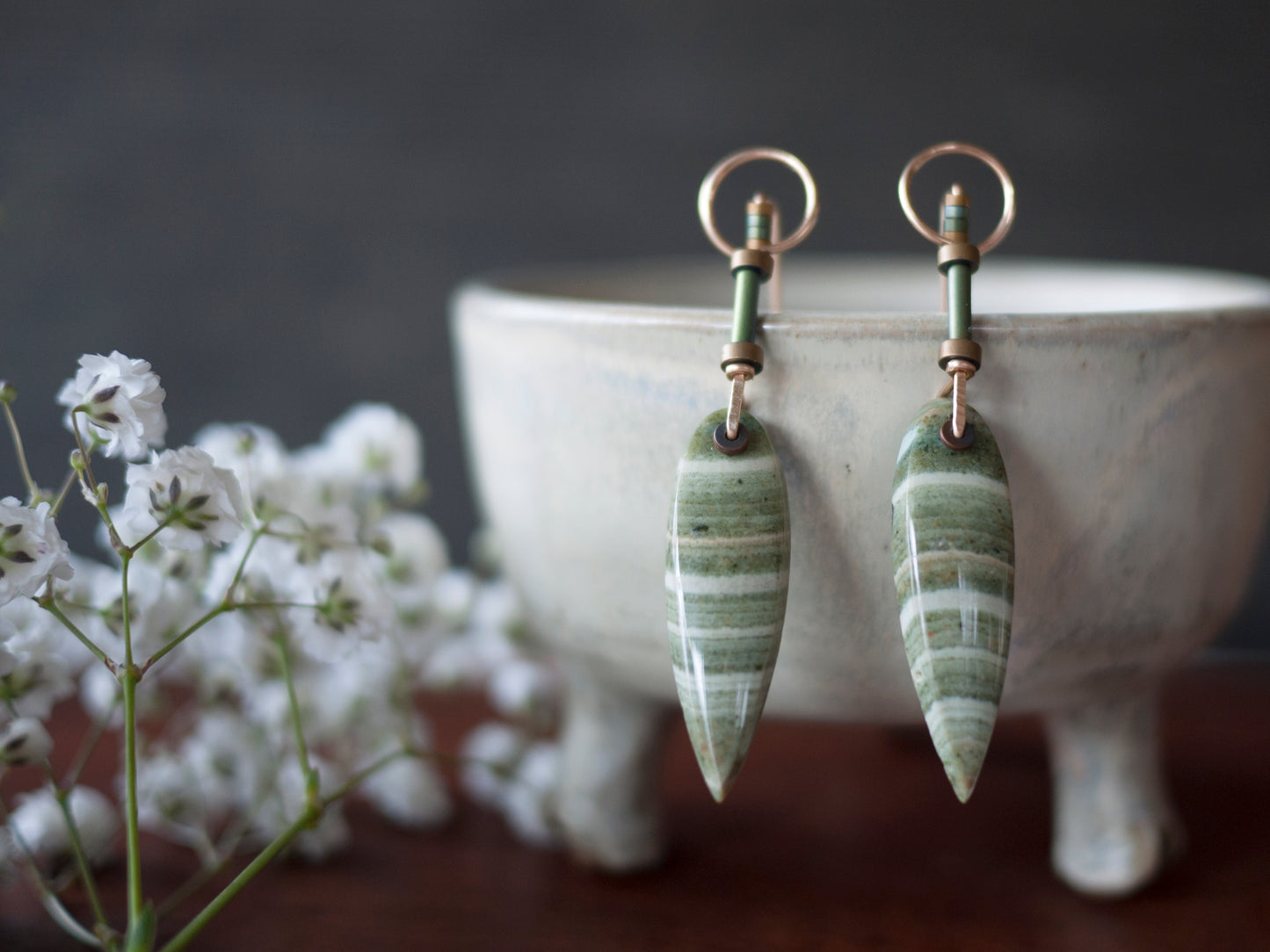 Fancy Zebra Jasper Drop Earrings