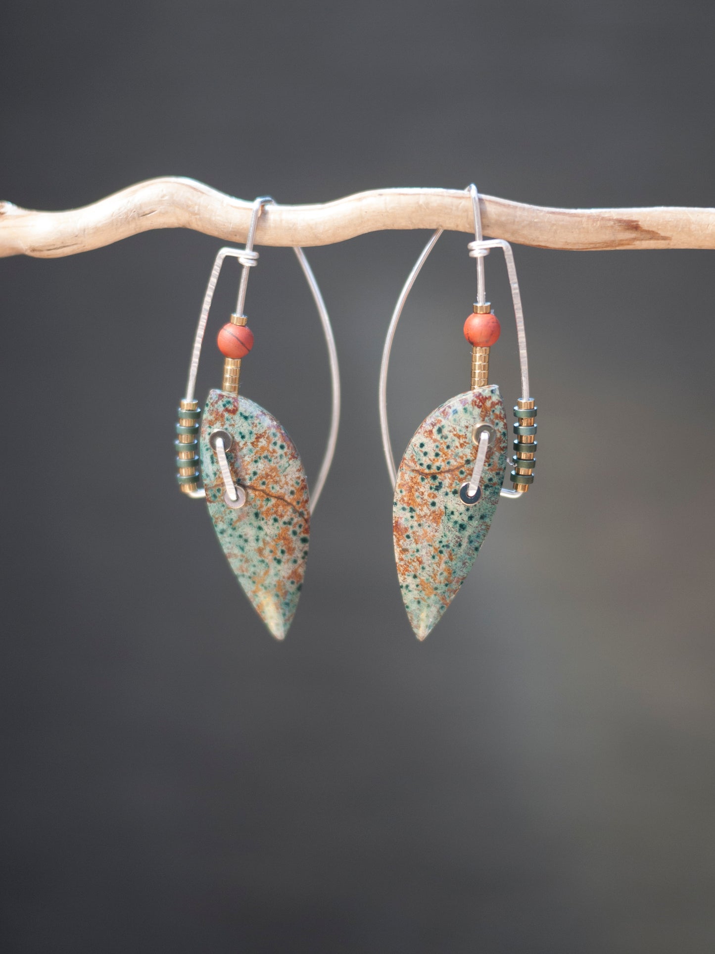 Abstract Morning Dew Jasper Drop Earrings
