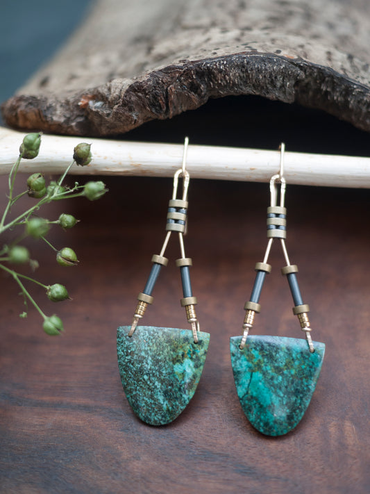 Long African Turquoise Drop Earrings