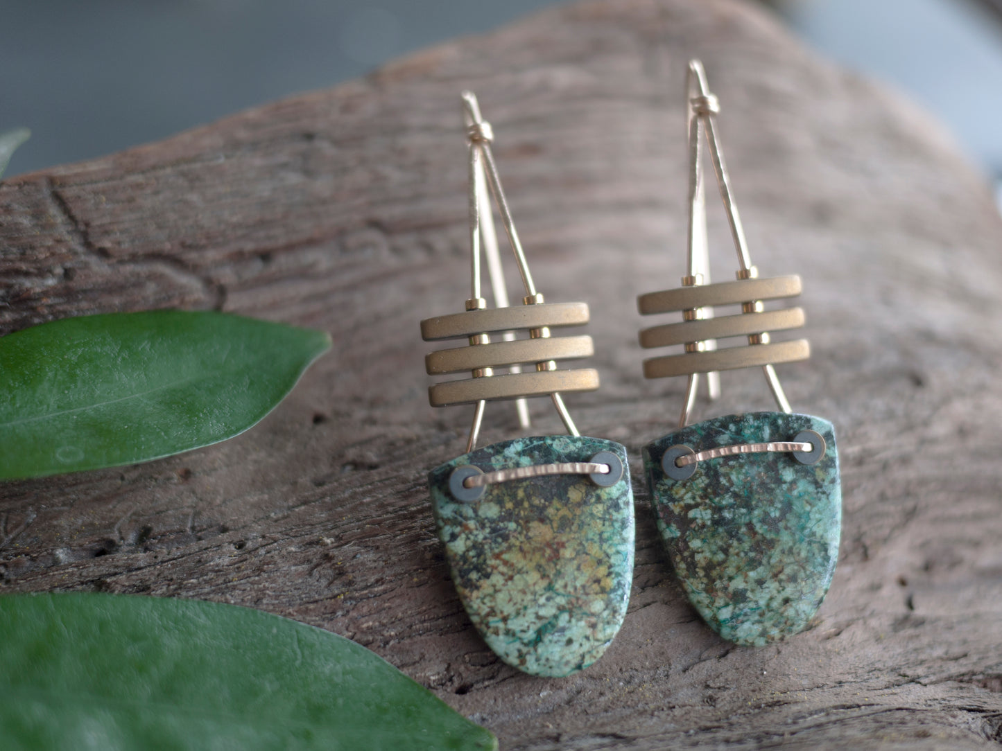 African Turquoise Drop Earrings