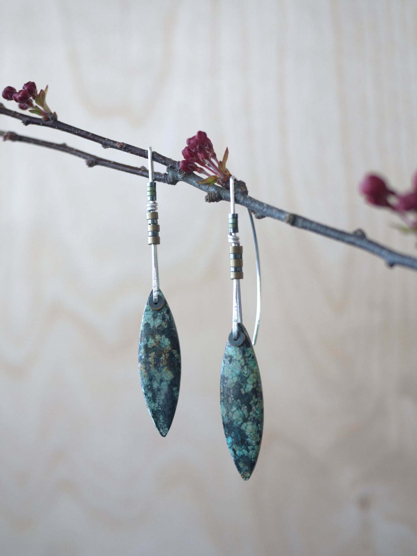 African Turquoise Marquee Drop Earrings