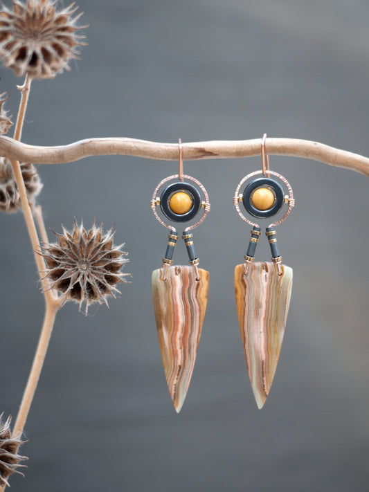 Banded Calcite Spear Dangle Earrings