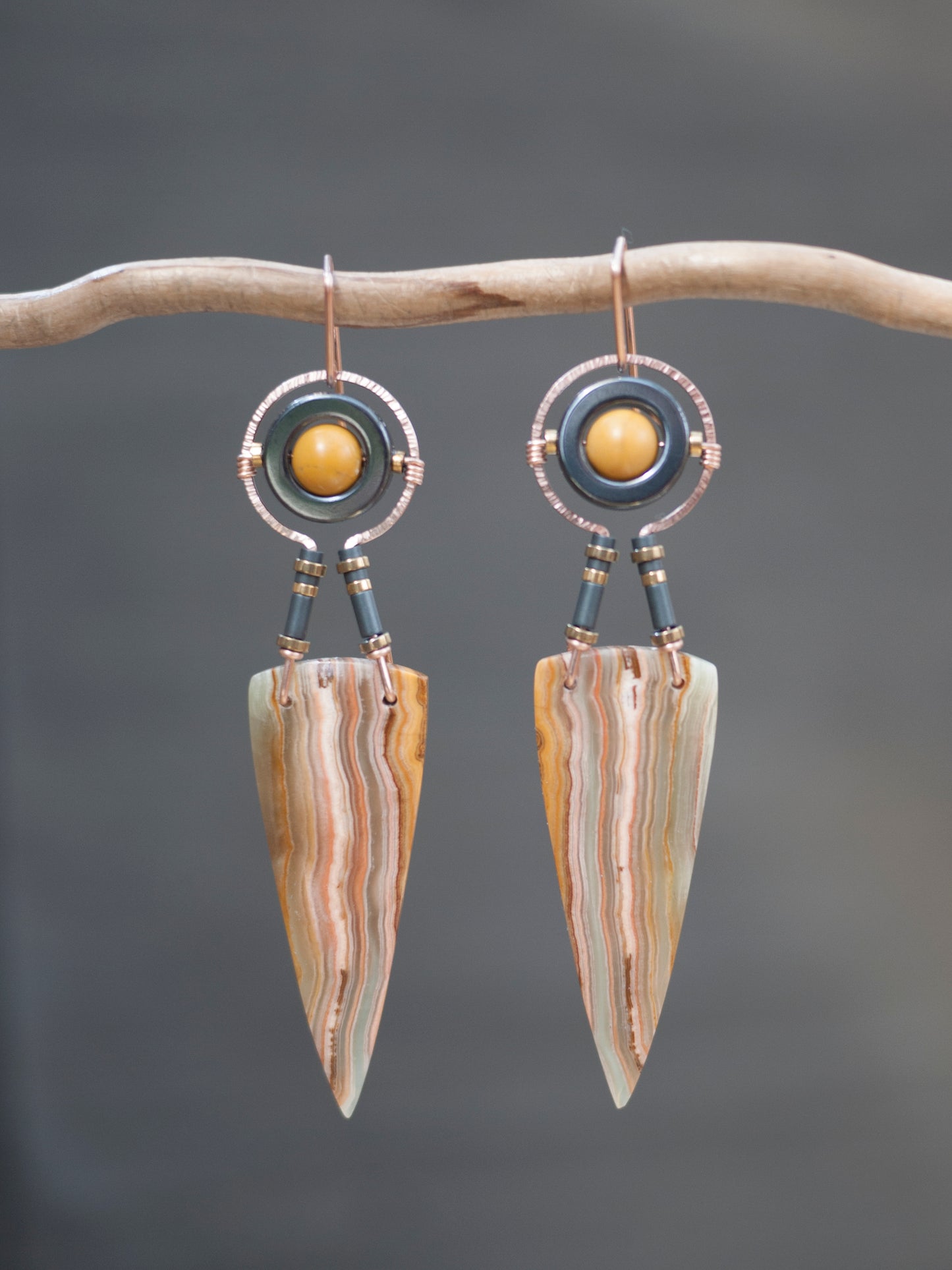 Banded Calcite Spear Dangle Earrings