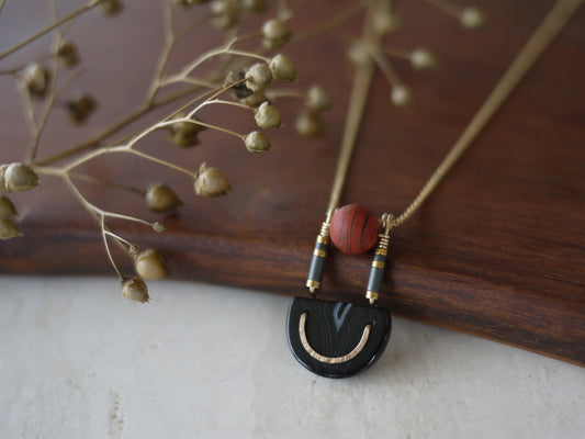 Black Banded Agate Pendant with Red Jasper