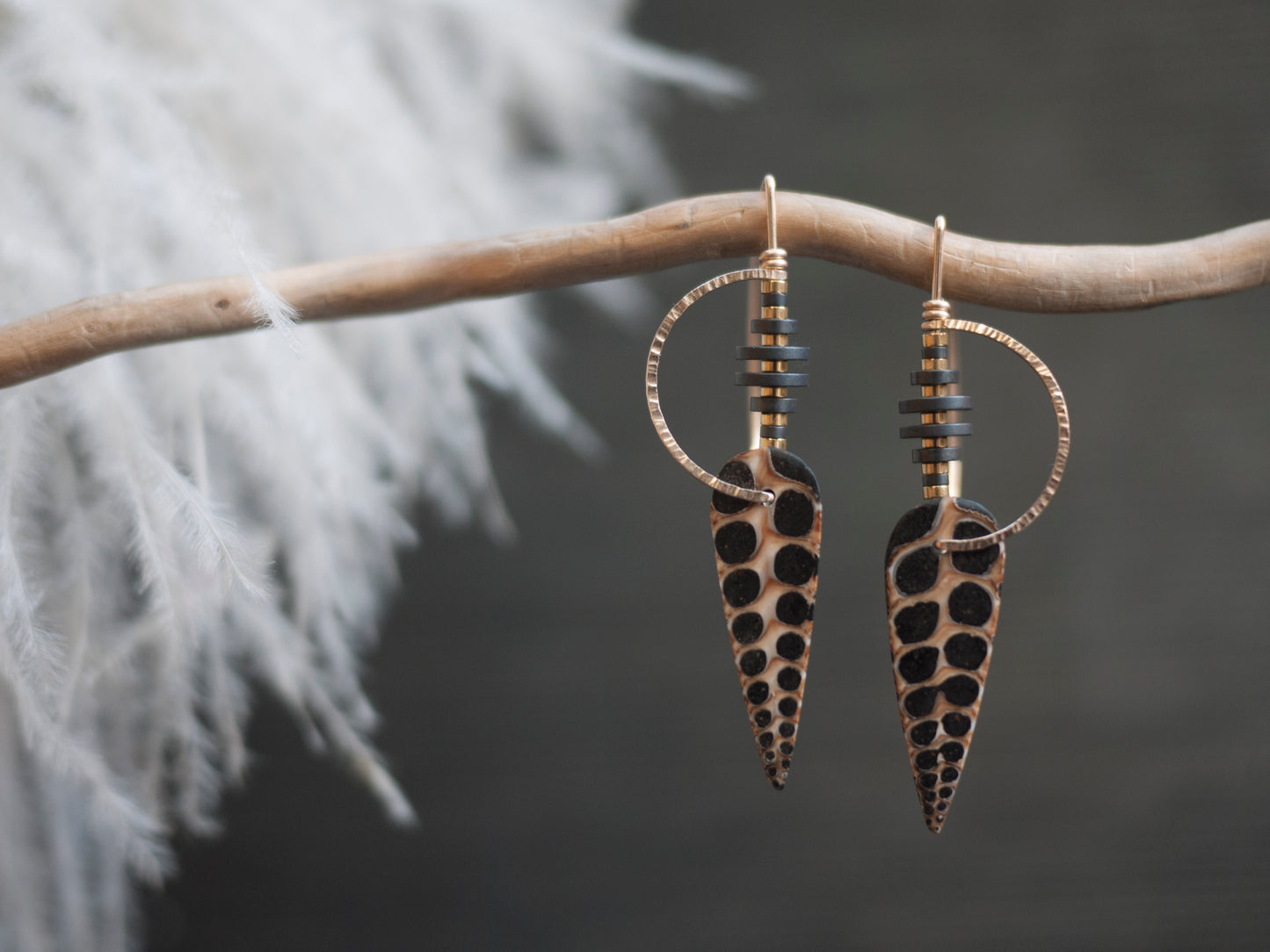 Black Resin Shell Earrings