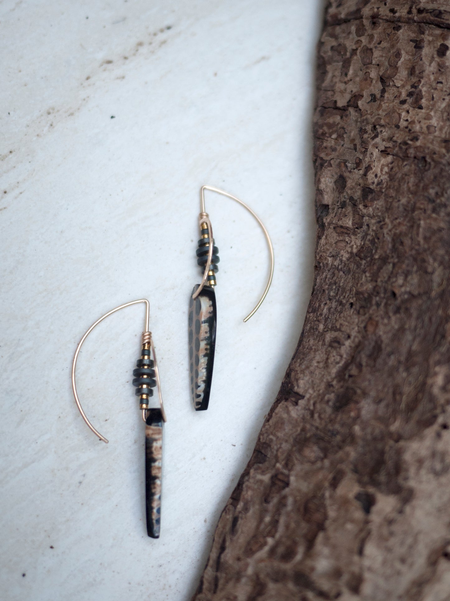 Black Resin Shell Earrings