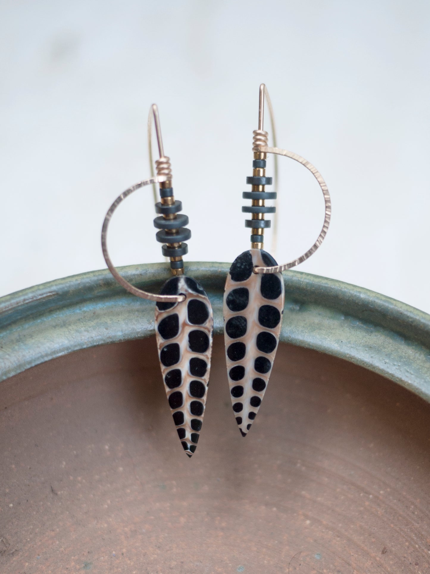 Black Resin Shell Earrings