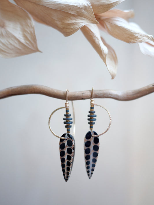 Black Resin Shell Earrings