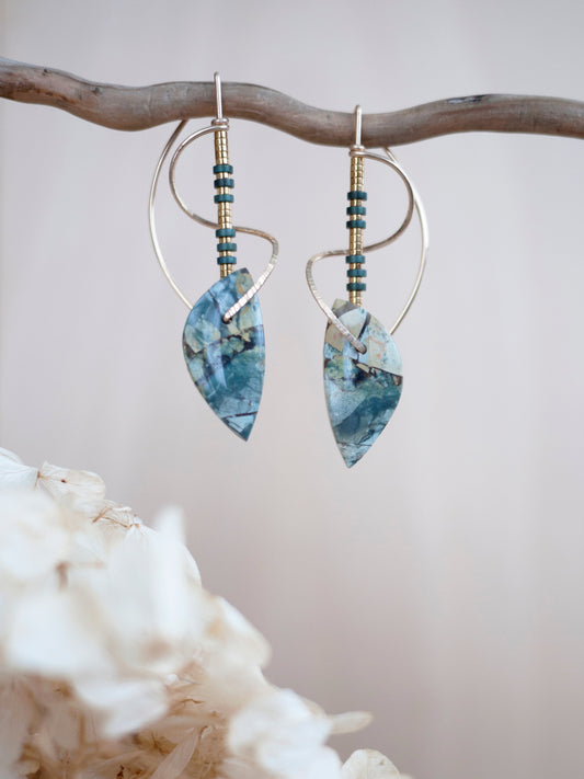 Spiral Sculptural Brecciated Jasper Drop Earrings