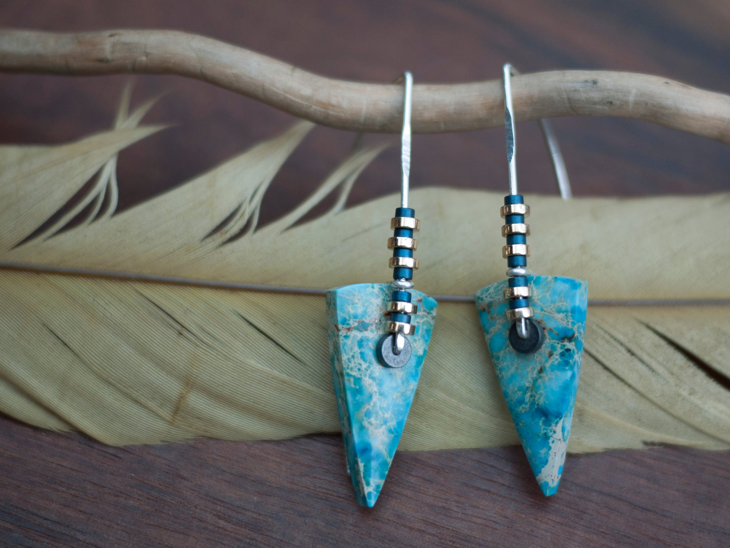 Triangle Spear Imperial Jasper Earrings