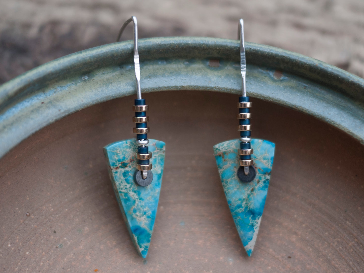 Triangle Spear Imperial Jasper Earrings