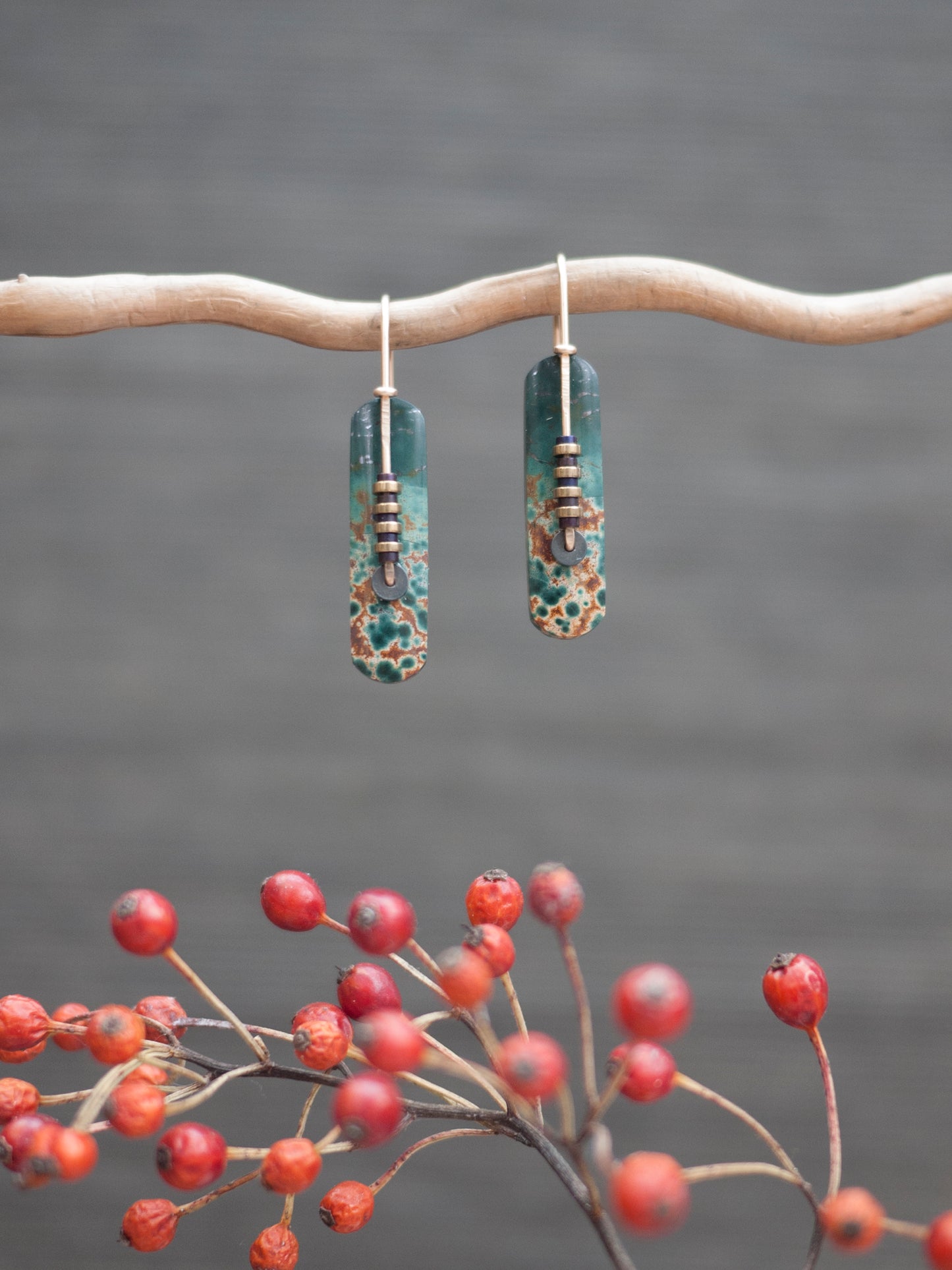 Oval Morning Dew Jasper Drop Earrings #2