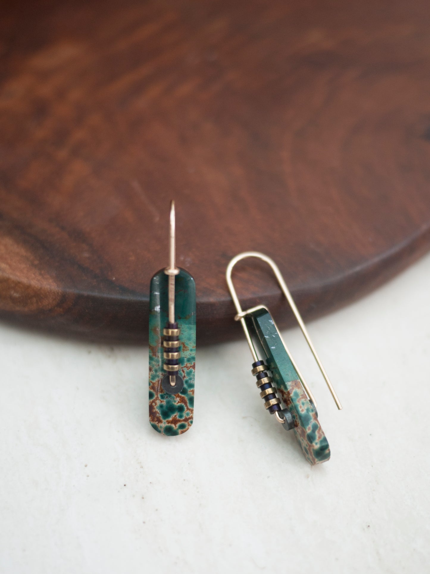 Oval Morning Dew Jasper Drop Earrings #2