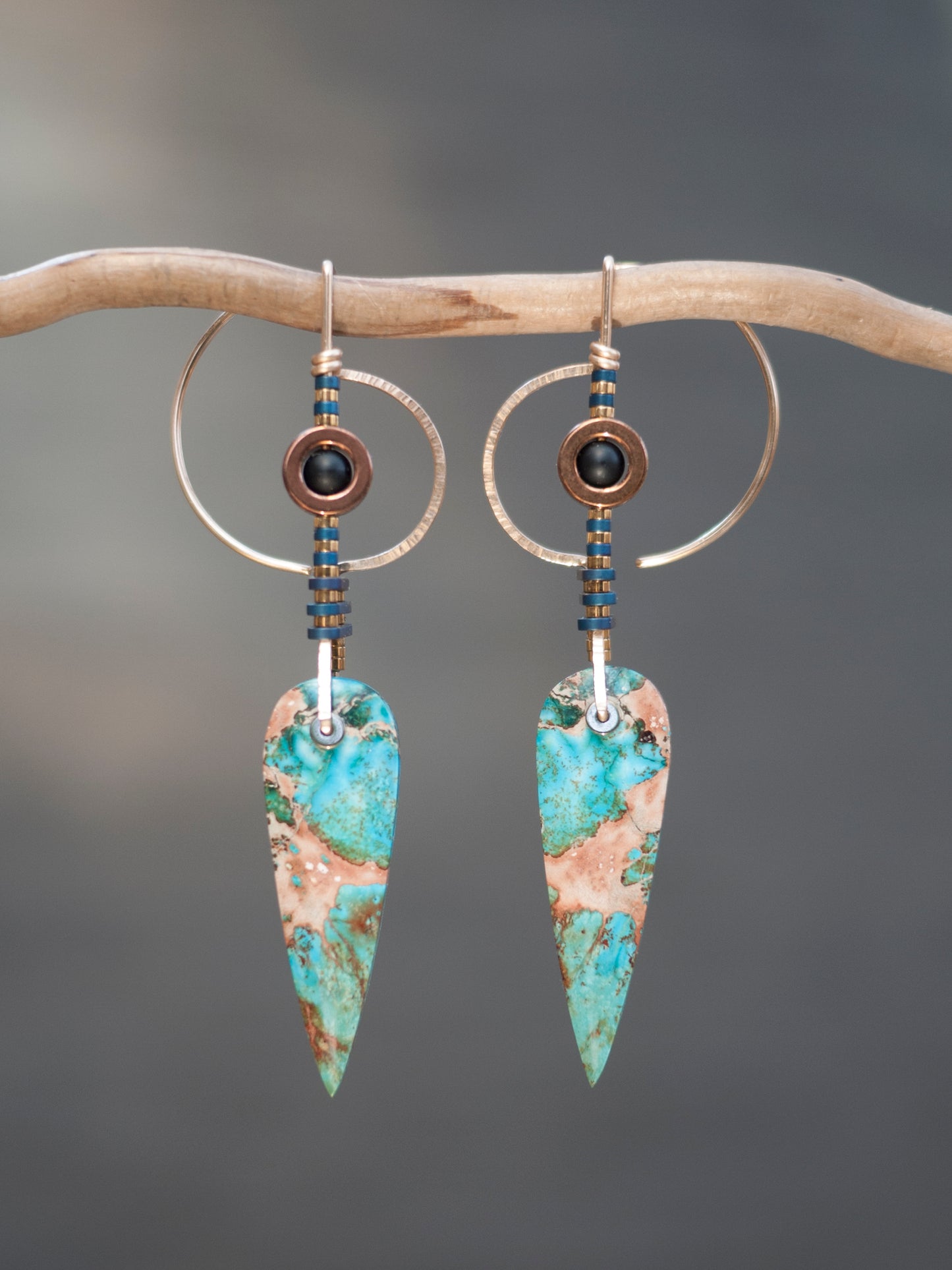 Blue Sea Sediment Jasper Sculptural Drop Earrings
