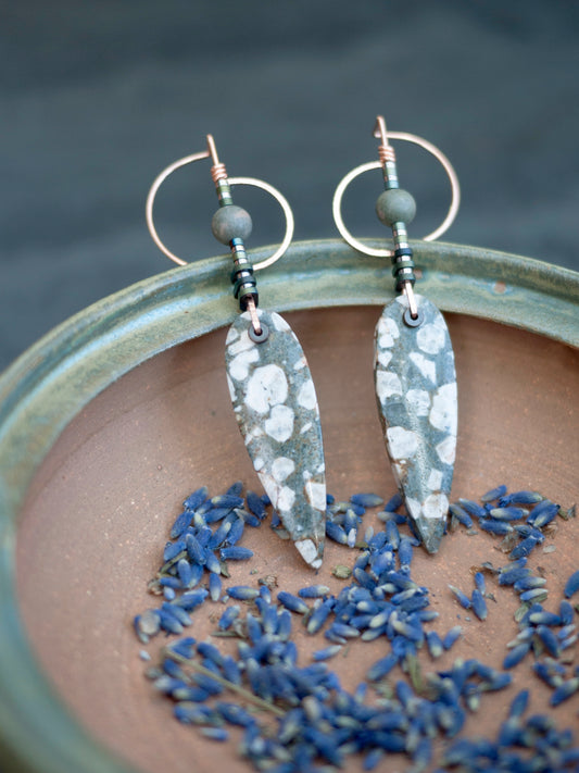 Sculptural Brecciated Jasper Spear Earrings