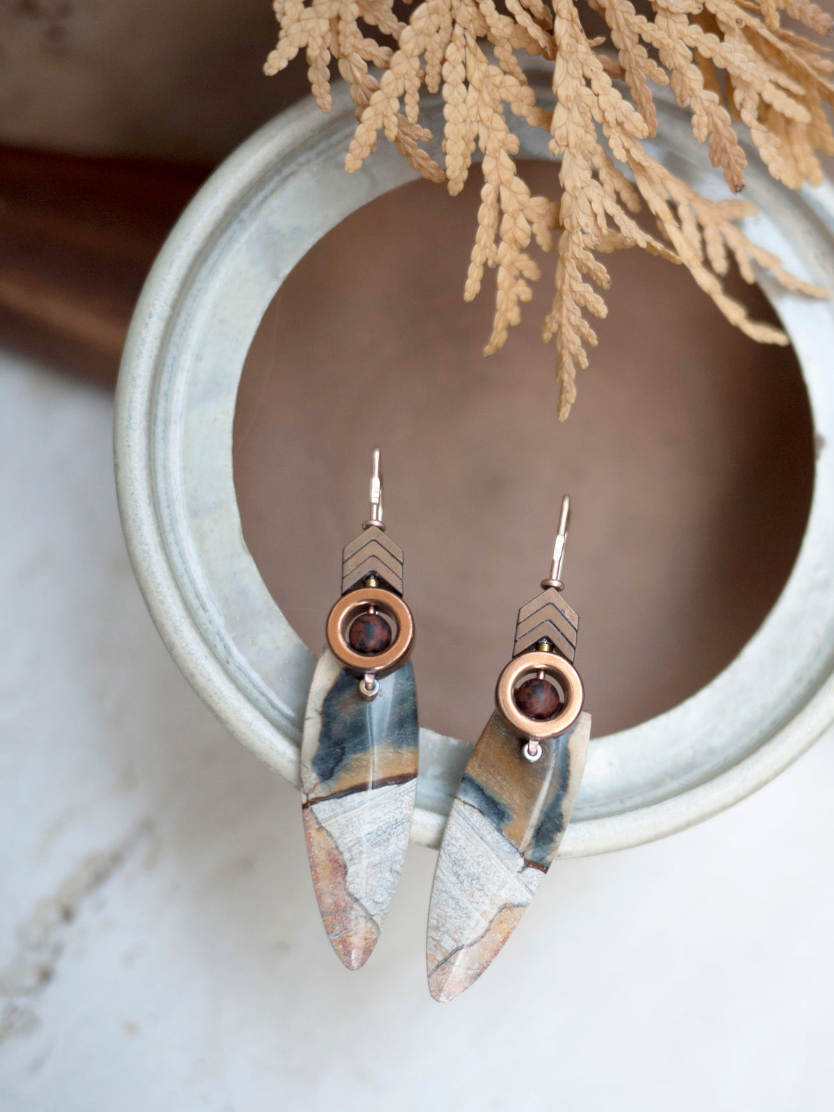 Brecciate Jasper Spear Drop Earrings
