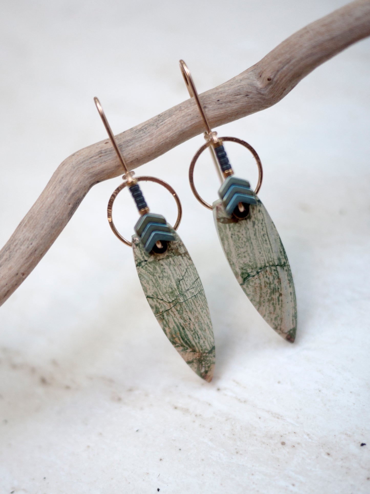 Brecciate Jasper Circle Drop Earrings