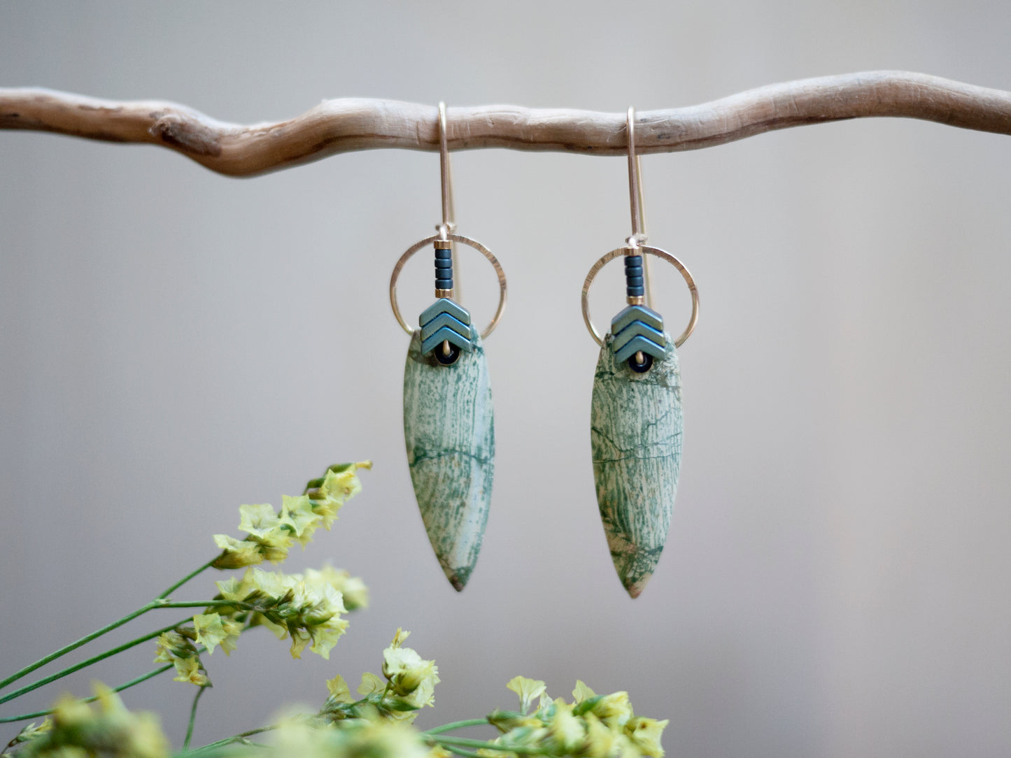 Brecciate Jasper Circle Drop Earrings