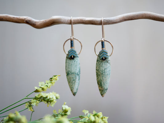 Brecciate Jasper Circle Drop Earrings