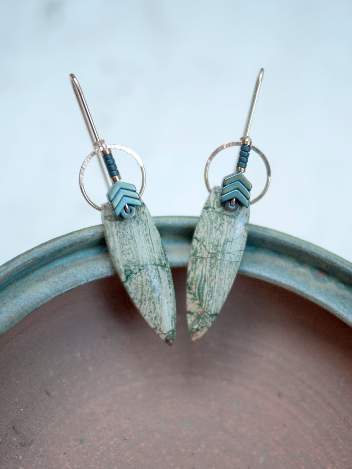 Brecciate Jasper Circle Drop Earrings