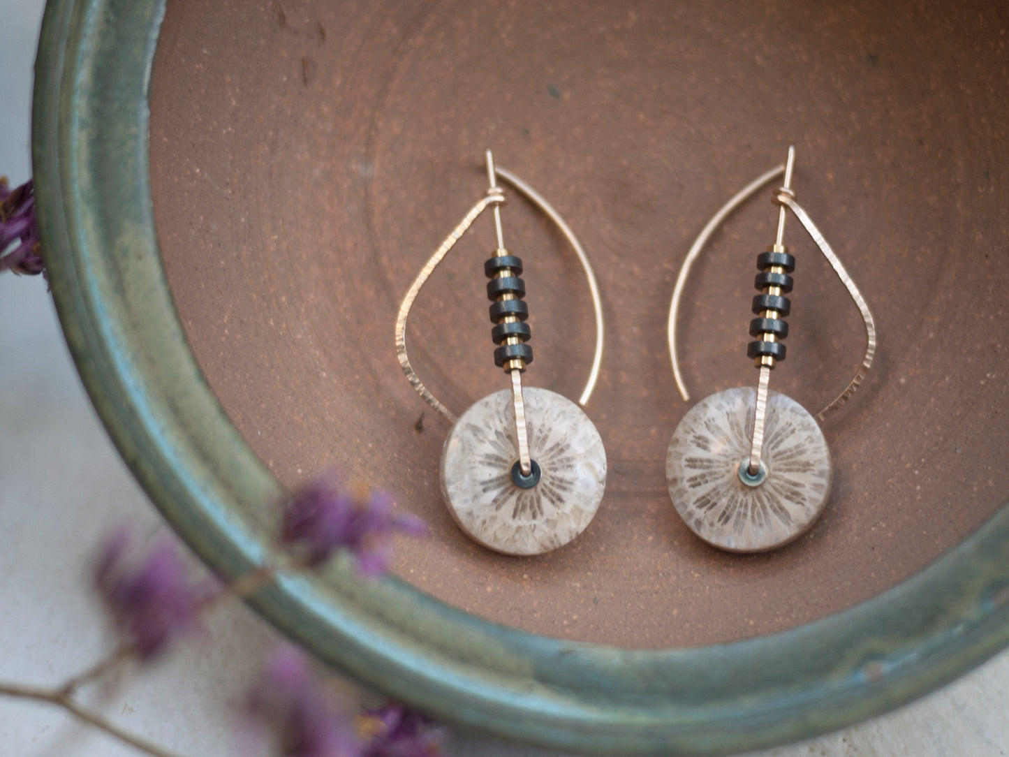 Fossilized Coral Sculptural Earrings