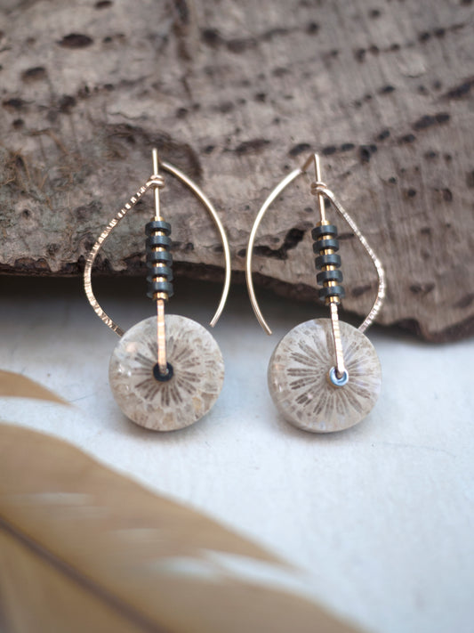 Fossilized Coral Sculptural Earrings