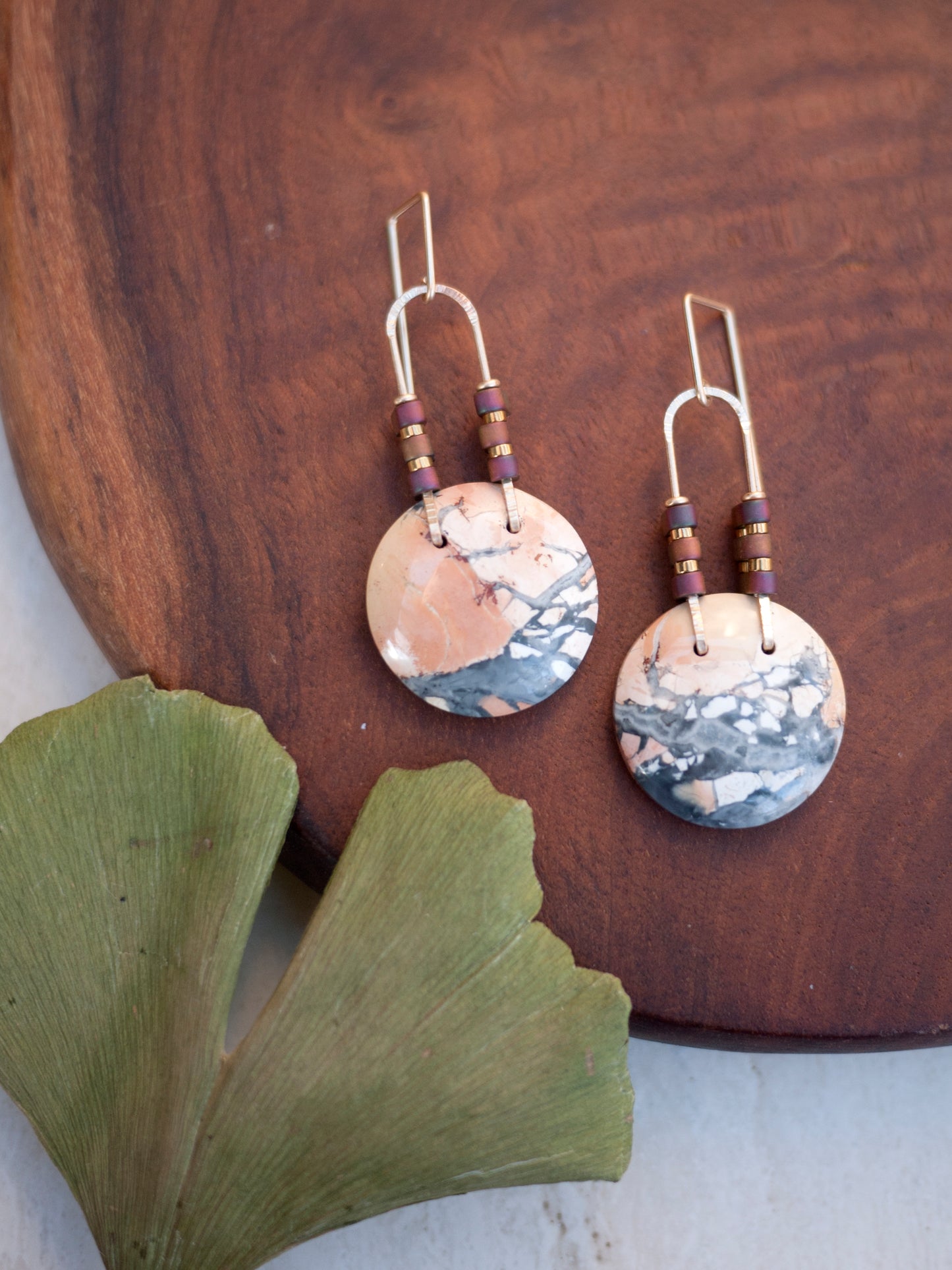Maligano Jasper Circle Dangle Earrings