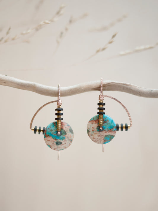 Art Deco Circle Jasper Earrings
