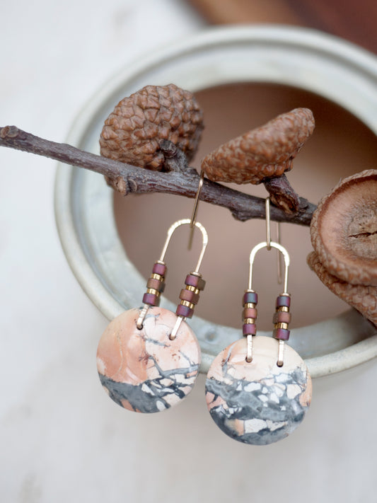 Maligano Jasper Circle Dangle Earrings