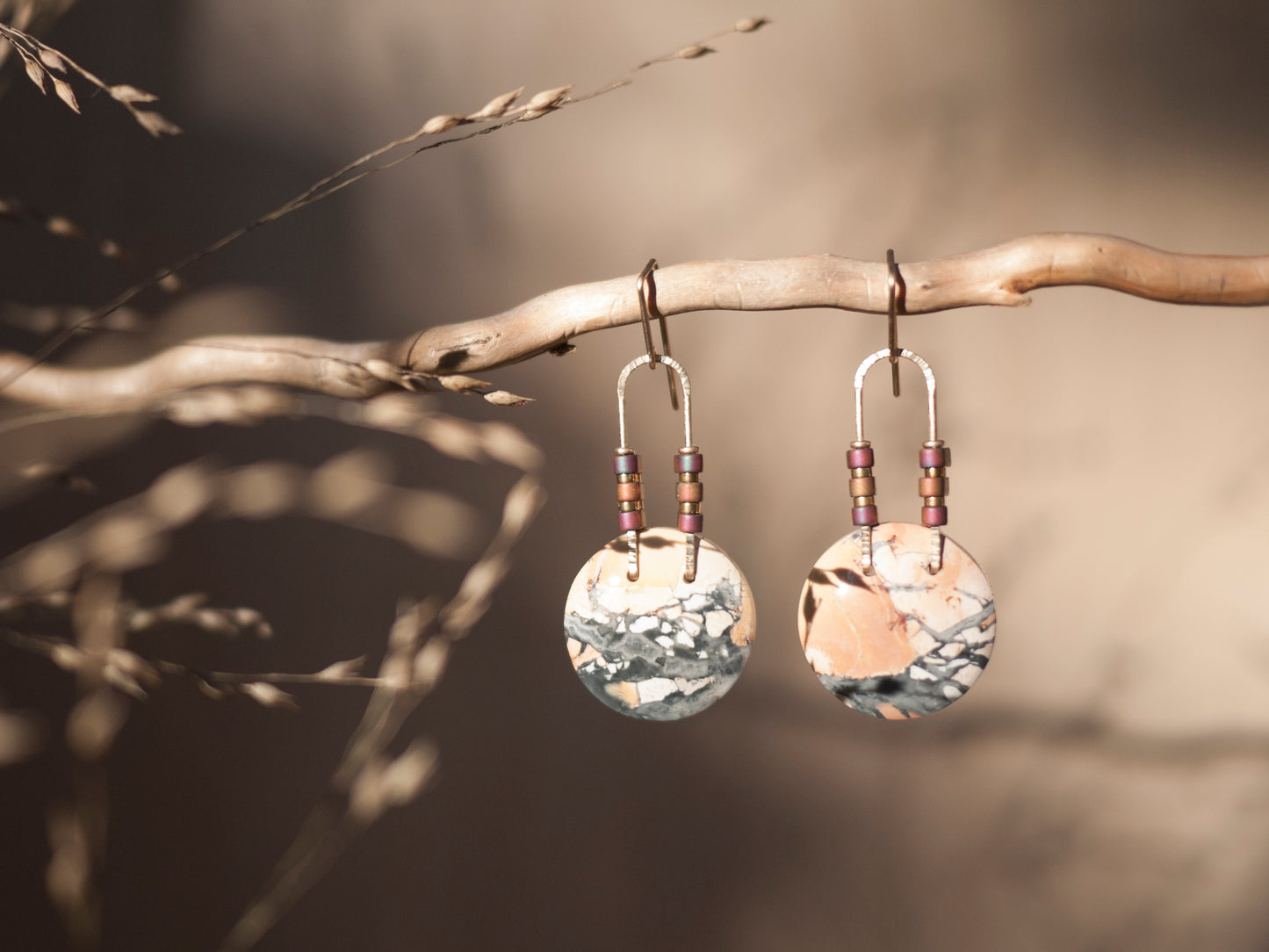 Maligano Jasper Circle Dangle Earrings