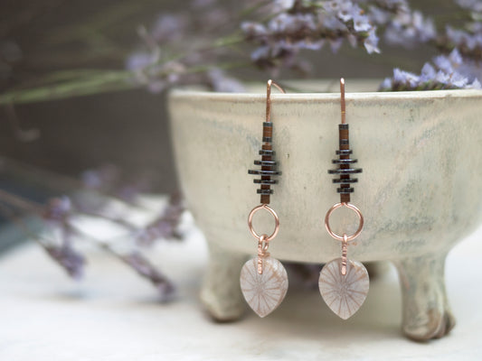 Dainty Fossil Coral Drop Earrings