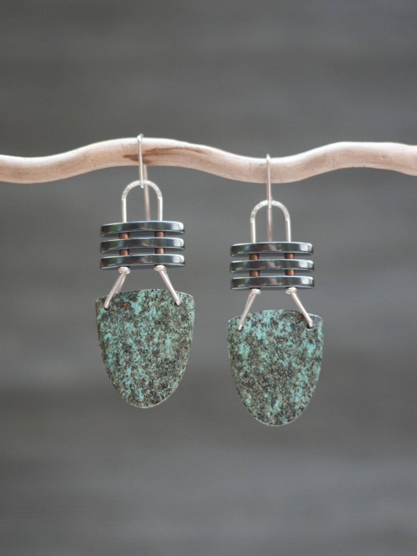African Turquoise Drop Earrings