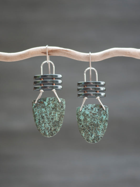 African Turquoise Drop Earrings