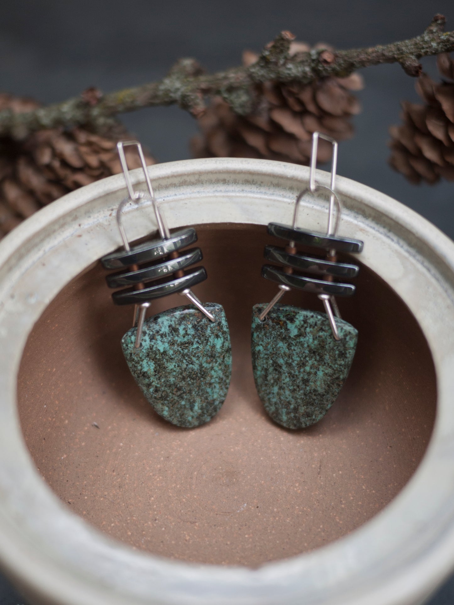 African Turquoise Drop Earrings