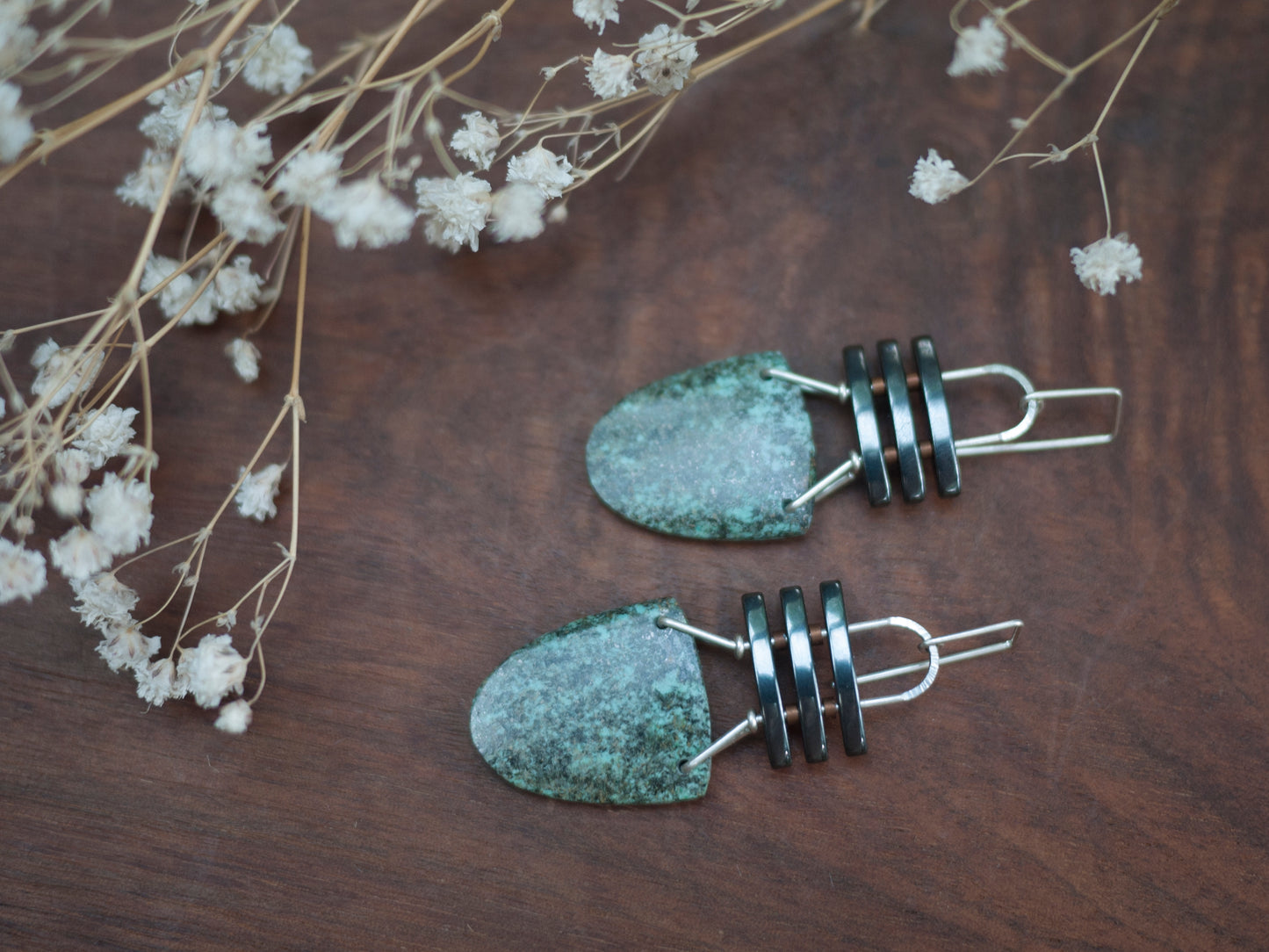 African Turquoise Drop Earrings