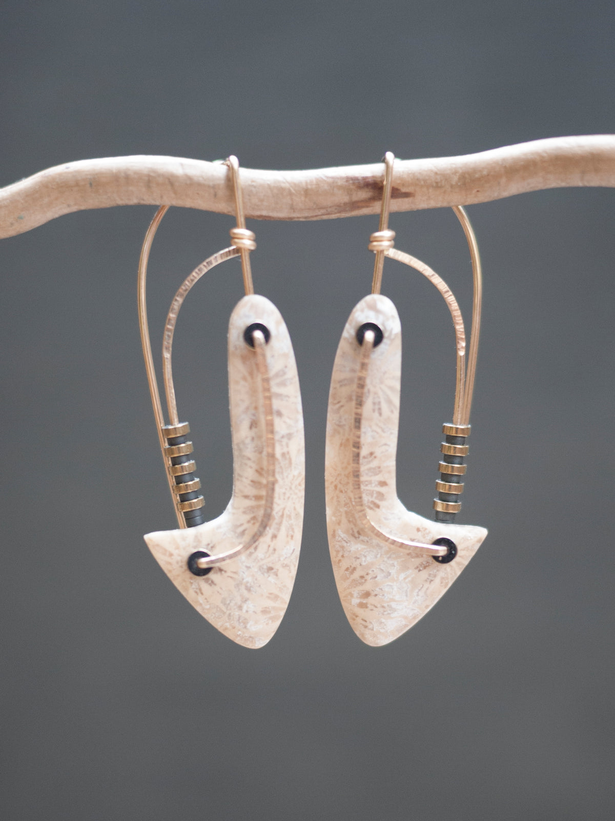 Sculptural Swirl Fossil Coral Earrings