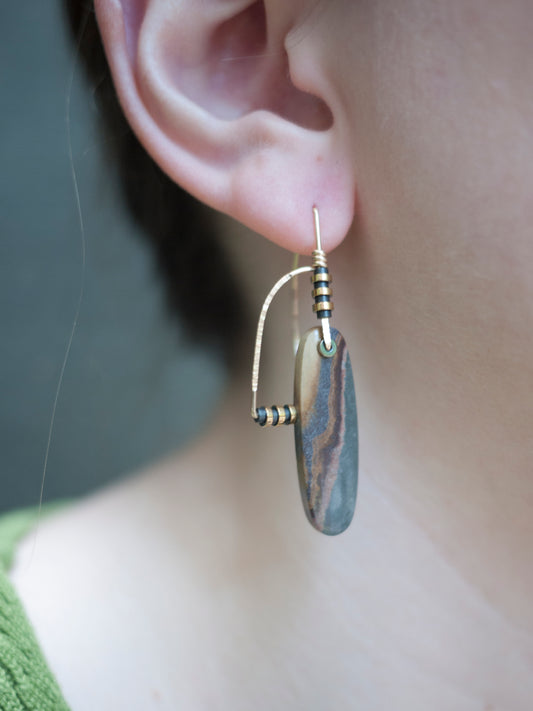 Deco Style Polychrome Jasper Earrings