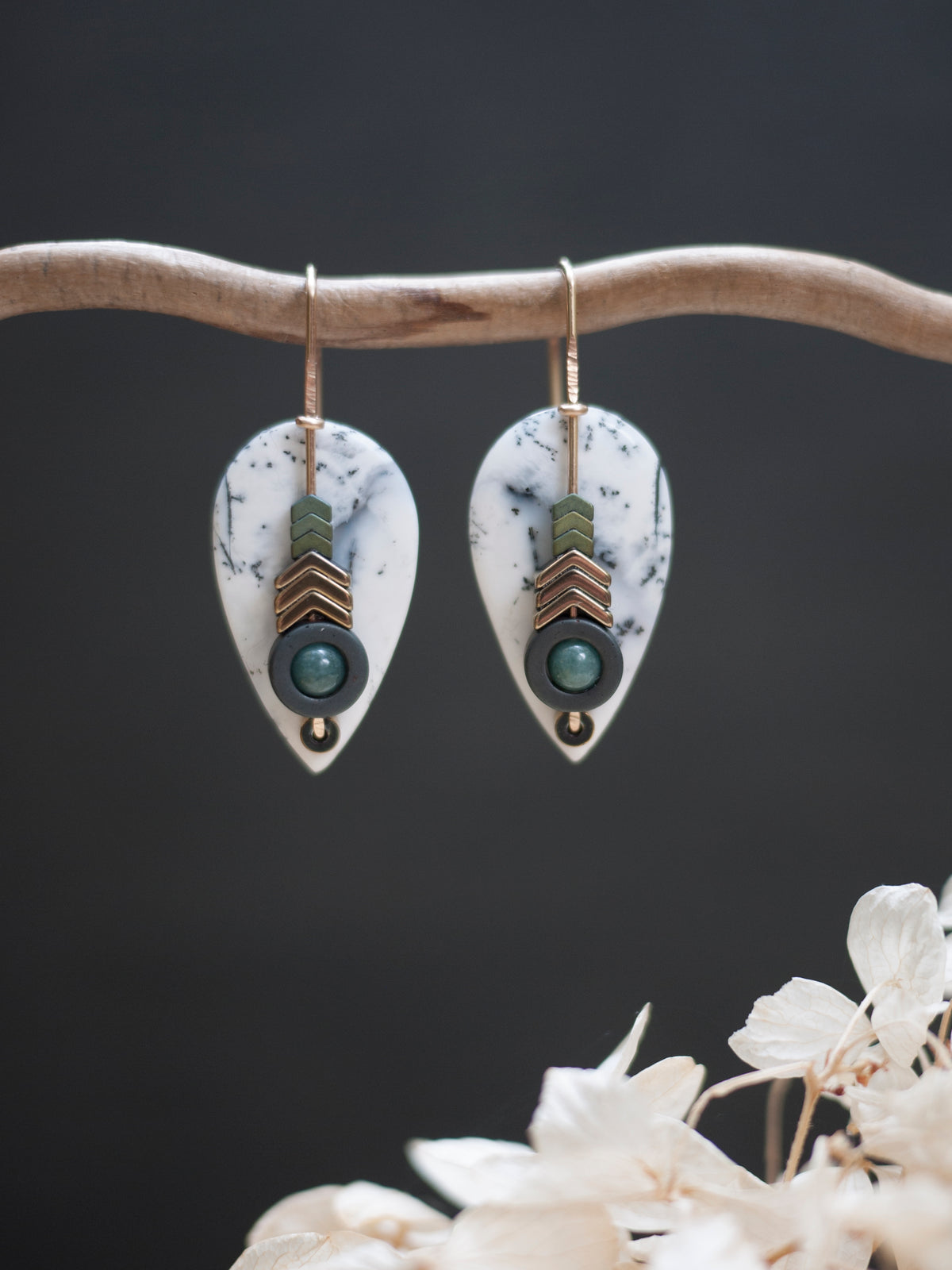 Dendrite Agate Drop Earrings